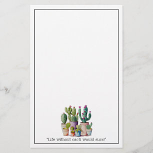 Papelería Cactus cactus cutáneo de acuarela en macetas