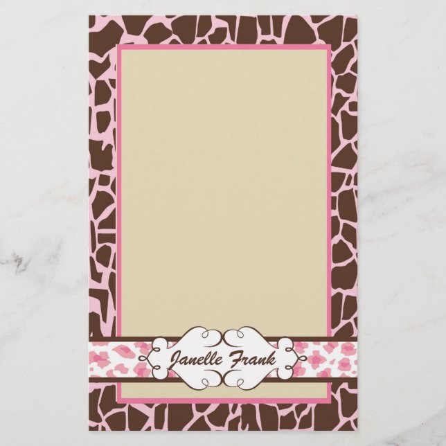 Papelería Cadera y estampado de animales de la moda: Rosa (Anverso)