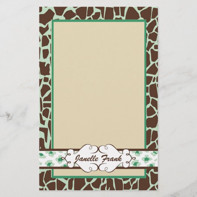 Papelería Cadera y estampado de animales de la moda: Verde (Anverso)