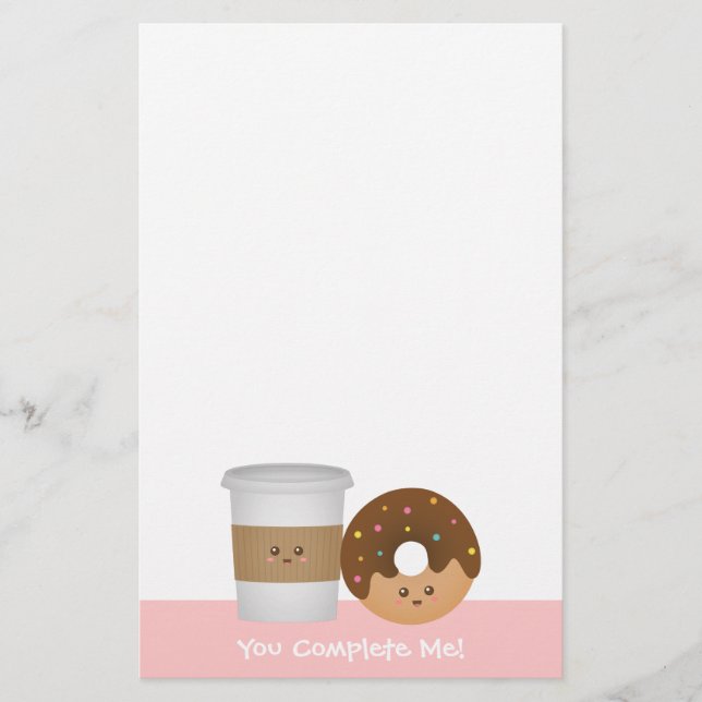 Papelería Café y donut lindos, tú me completas (Anverso)