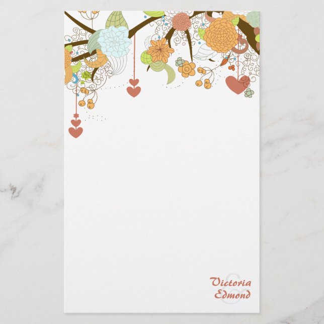 Papelería Caída Fantasía Floral Estacionamiento Personalizad (Anverso)