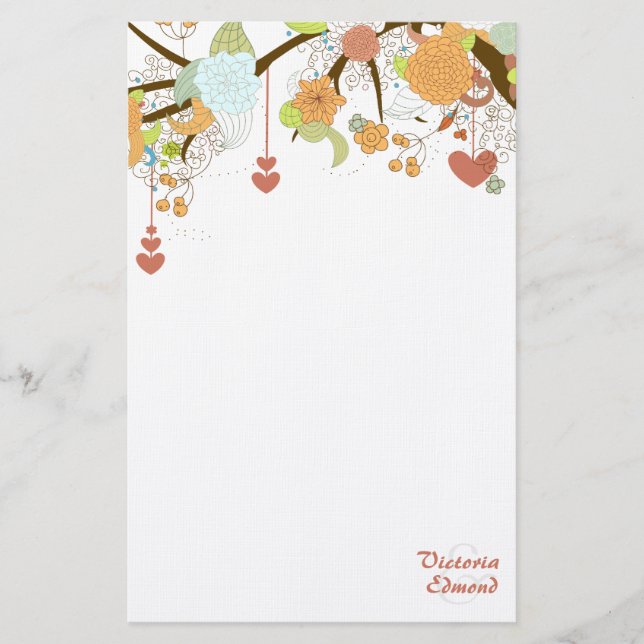 Papelería Caída Fantasía Floral Estacionamiento Personalizad (Anverso)