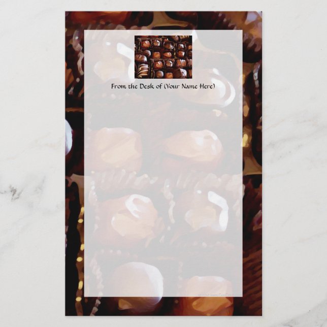 Papelería Caja de chocolates, caramelo de chocolate de la (Anverso)