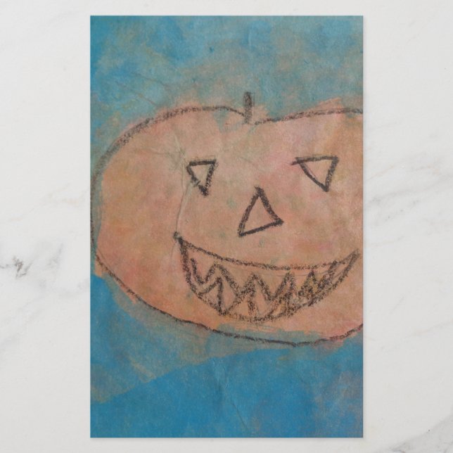 Papelería Calabaza sonriente, acuarela de arte para niños de (Anverso)