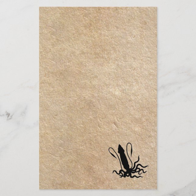 Papelería Calamar gigante en el pergamino viejo (Anverso)