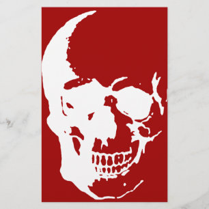 Papelería Calavera - Arte de fantasía de metal rojo y blanco