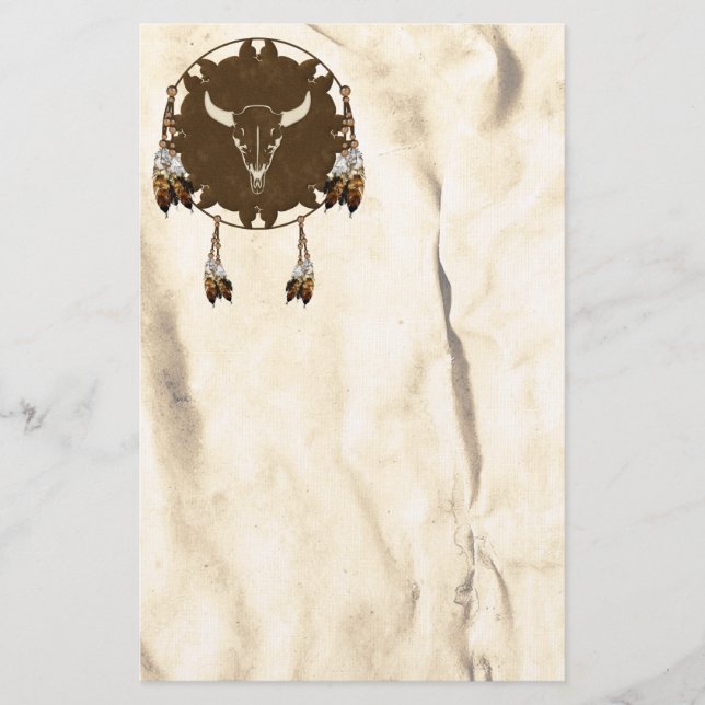 Papelería Calavera de búfalo Mandala Estacionamiento nativo  (Anverso)