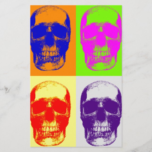 Papelería Calavera de Pop Art (Anverso)