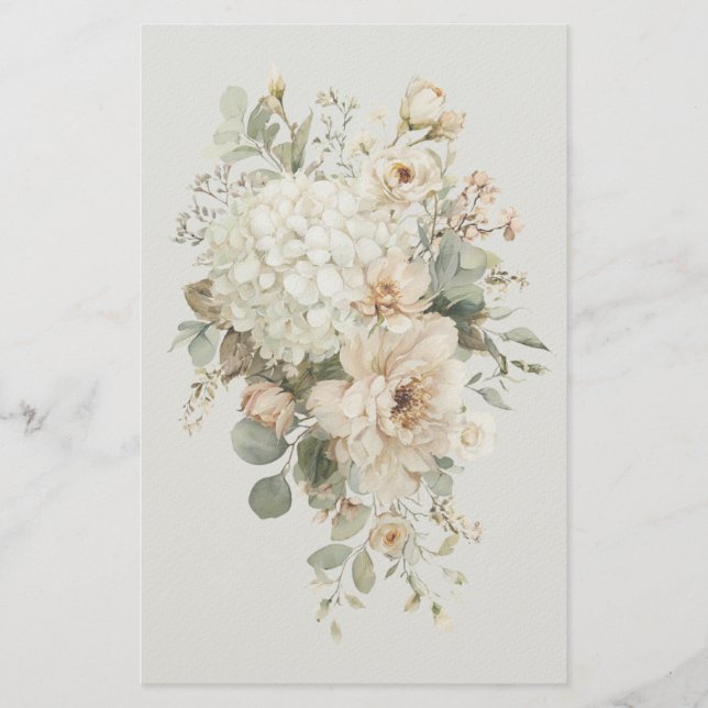 Papelería Calcomanía de arreglos florales de marfil – Floral (Anverso)