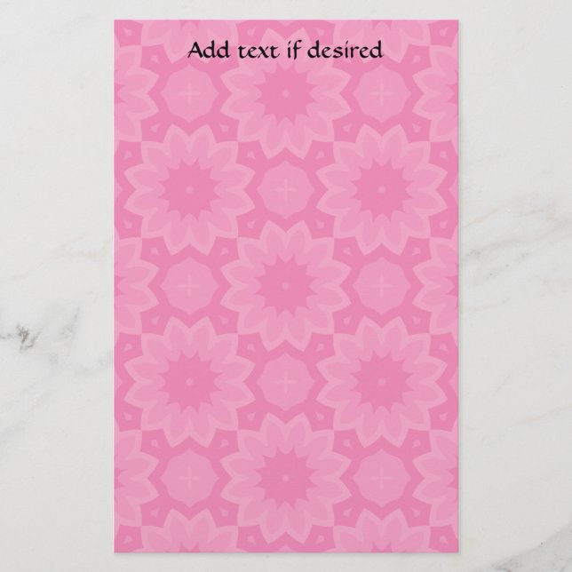 Papelería Caleidoscopio floral de color rosa (Anverso)
