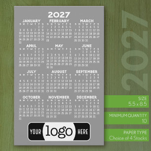 Papelería Calendario 2027 - Logo Minimalista Gris Básico