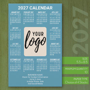 Papelería Calendario 2027 Logo Vertical Negocios Contacto Az