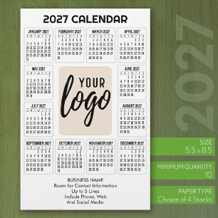 Papelería Calendario 2027 Logo Vertical Negocios Contacto Bl