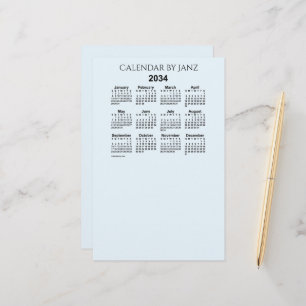 Papelería Calendario Alice Blue 2034 de Janz Stationery