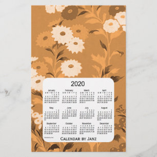 Papelería Calendario de Naranjas de flores de pared 2020, de
