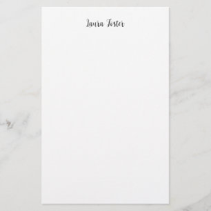 Papelería Caligrafía Clásica Elegante Nombre Blanco Negro