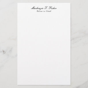 Papelería Caligrafía clásica Elegante Plata Simple Blanco