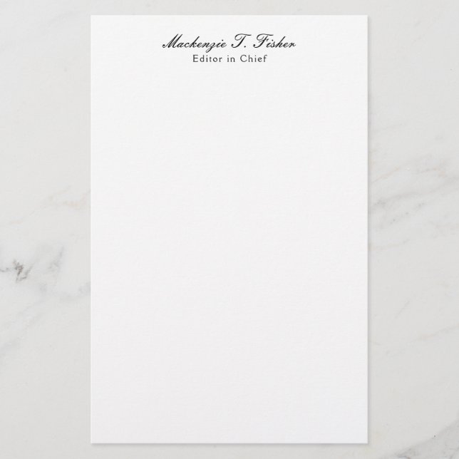 Papelería Caligrafía clásica Elegante Plata Simple Blanco (Anverso)