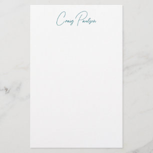 Papelería Caligrafía de tu nombre en blanco y azul, minimali