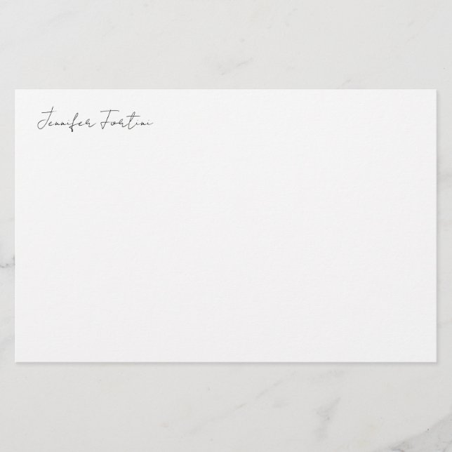 Papelería Caligrafía Elegante Llanto Blanco y Negro Simple (Anverso)
