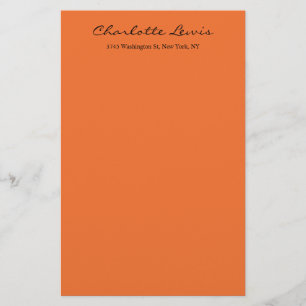 Papelería Caligrafía elegante plana naranja texto legible