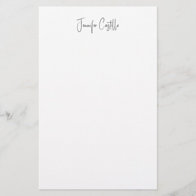 Papelería Caligrafía Minimalista blanca y simple (Anverso)