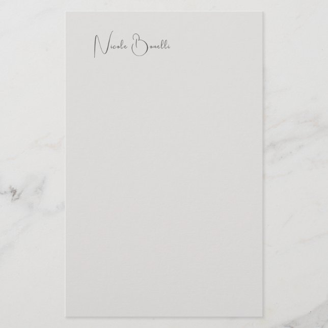 Papelería Caligrafía Minimalista singulares de Platino Gris  (Anverso)