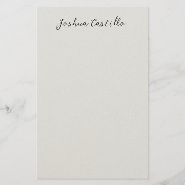Papelería Caligrafía Simple Gris Nombre Profesional (Anverso)