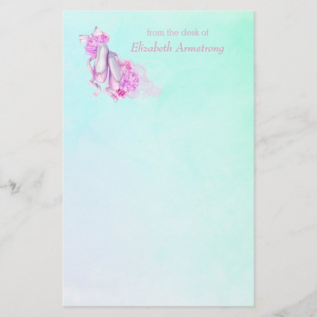 Papelería Calzado de ballet rosa personalizado (Anverso)