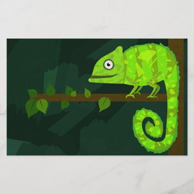 Papelería Camaleón verde lindo (Anverso)