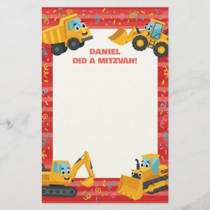 Papelería Camiones de construcción amarillos Personalizados 