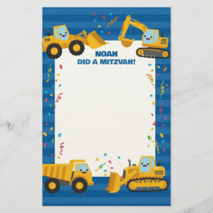 Papelería Camiones de construcción Nombre personalizado Nota