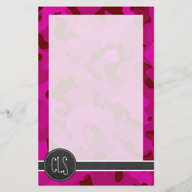 Papelería Camo de Cerise Profundo; Camouflage; Chalkboard (Anverso)