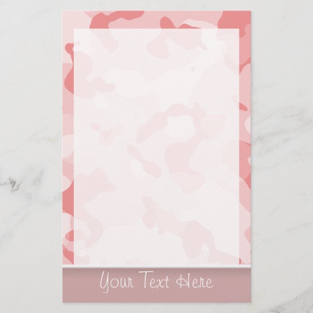 Papelería Camo rosa bebé; personalizado (Anverso)