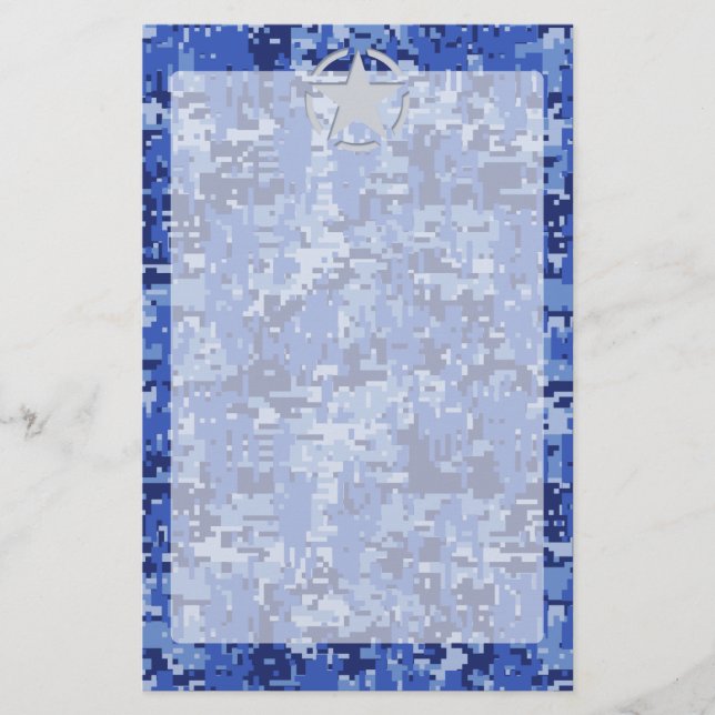 Papelería Camuflaje azul de la marina retro de Star Stencil (Anverso)