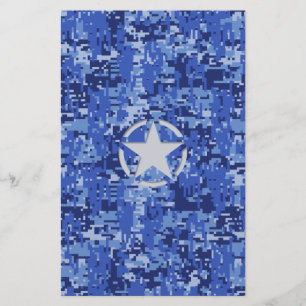 Papelería Camuflaje azul de la marina retro de Star Stencil