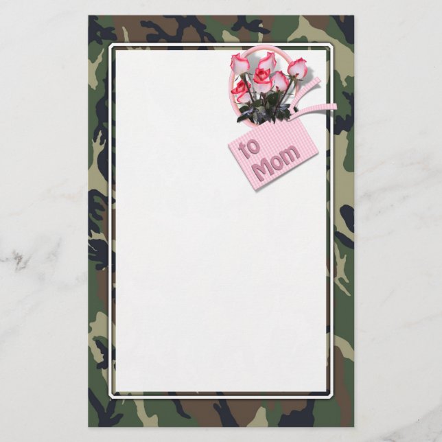 Papelería Camuflaje de Rosas de mamá militar (Anverso)