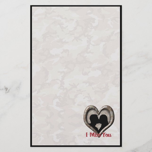 Papelería Camuflaje militar "Miss You" (Anverso)