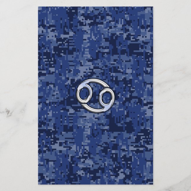 Papelería Cáncer de plata Rótulo zodiaco marina azul camo di (Anverso)