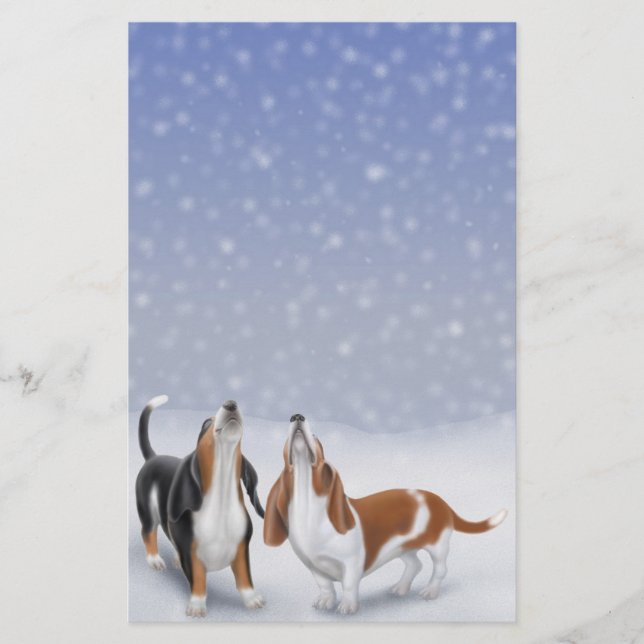 Papelería Canto Basset Hounds Stationery (Anverso)