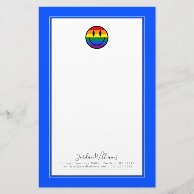 Papelería Cara sonriente arco iris (Anverso)