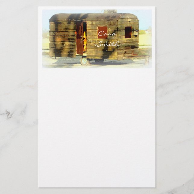 Papelería Caravana de madera clásica de época (Anverso)