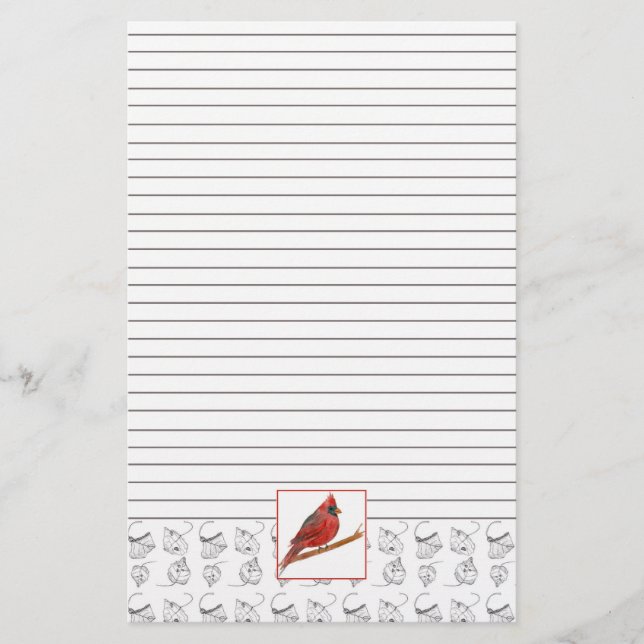 Papelería Cardenal Rojo Bird Stationin (Anverso)