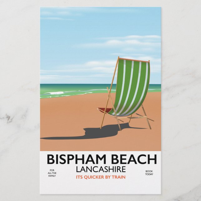 Papelería Cartel de Bispham Beach Lancashire junto al mar (Anverso)