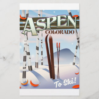 Papelería Cartel de esquí al estilo vintage de Aspen Colorad