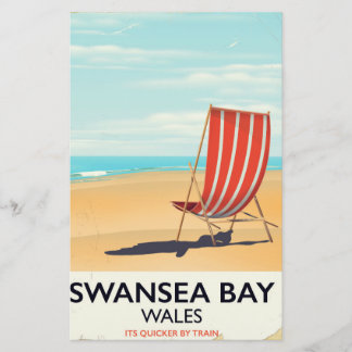 Papelería Cartel de la bahía de Swansea en Gales junto al ma