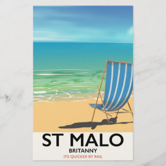 Papelería Cartel de la playa de St Malo, Bretaña