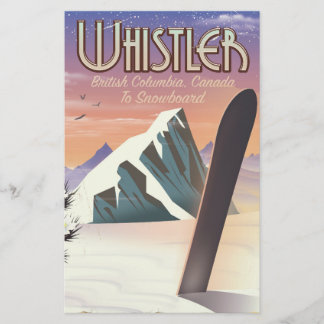 Papelería Cartel de snowboarding de Whistler Columbia Britán