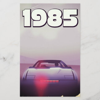 Papelería cartel de supercoche vintage de 1985