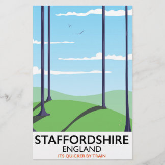 Papelería cartel de tren de Staffordshire Inglaterra